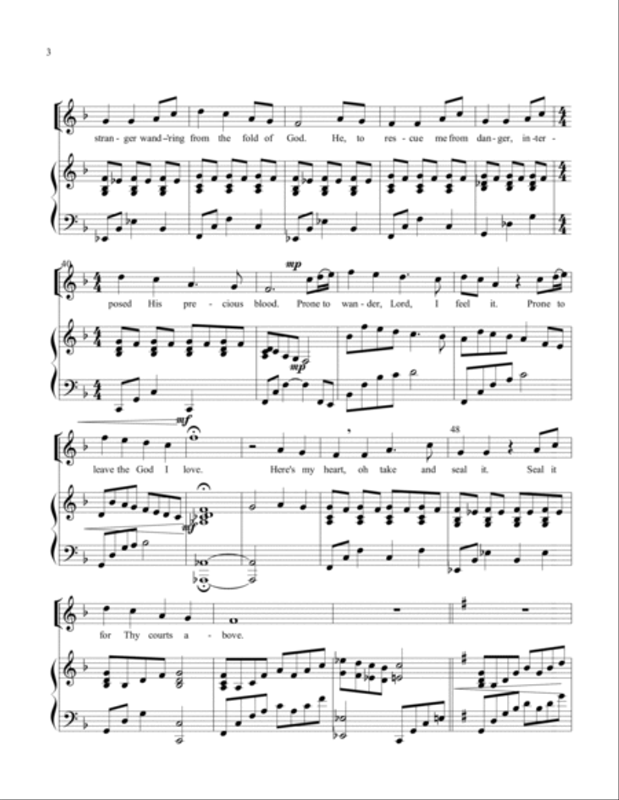 Come Thou Fount of Every Blessing High Voice scores gallery preview page 3