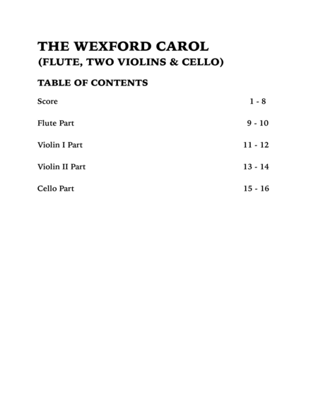 The Wexford Carol (Quartet for Flute, Two Violins and Cello) image number null