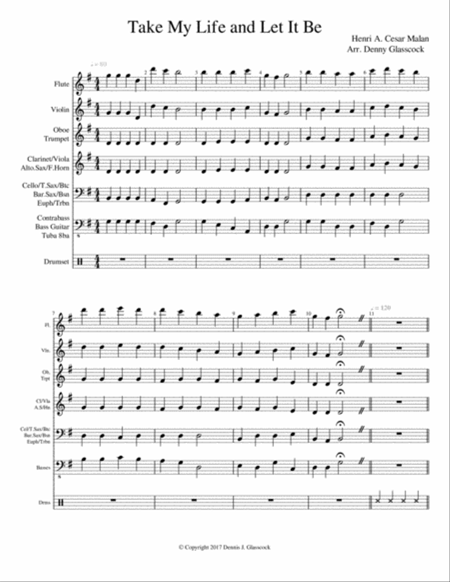 Take My Life and Let It Be Jazz Ensemble scores gallery preview page 1
