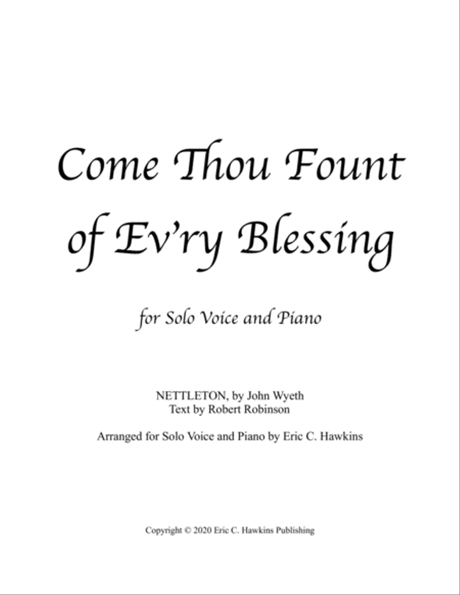 Come Thou Fount of Ev'ry Blessing Voice scores gallery preview page 1
