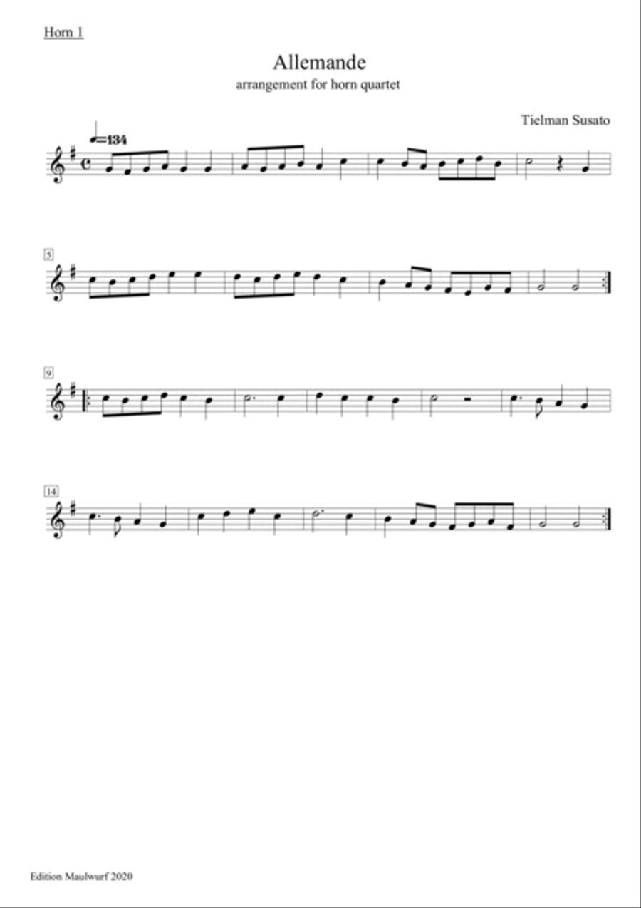 Allemande Allemande Brass Quartet scores gallery preview page 2