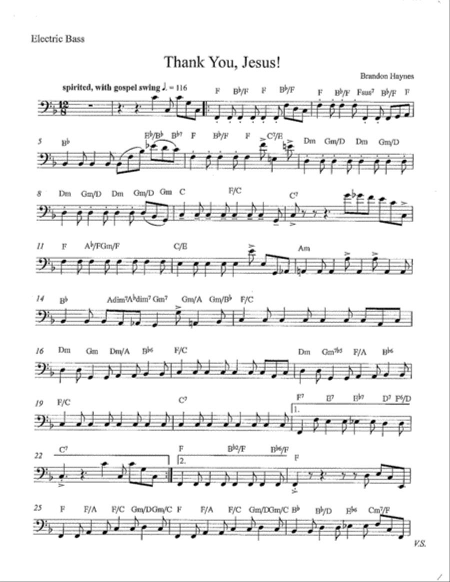 Thank You, Jesus! (Bass Guitar) Bass Guitar scores gallery preview page 1