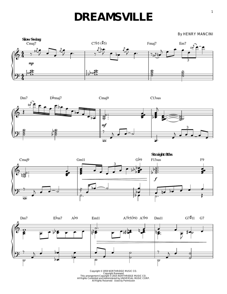 Dreamsville [Jazz version] (arr. Brent Edstrom) Piano Solo scores gallery preview page 1