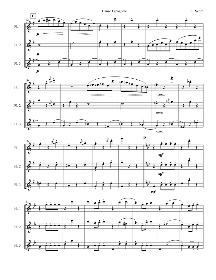 Danse Espagnole for Flute Trio Flute Trio scores gallery preview page 4