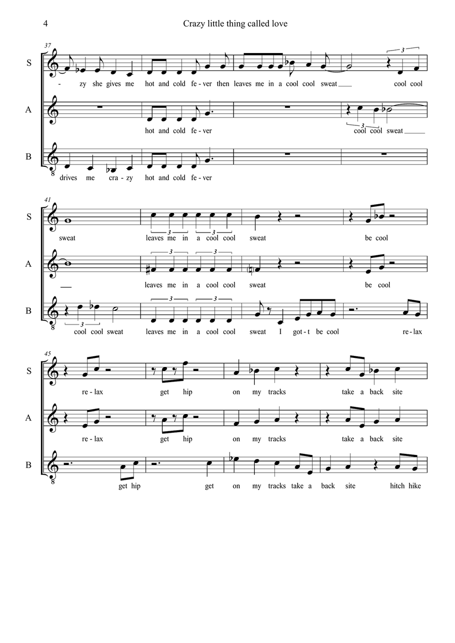 Crazy Little Thing Called Love 3-Part scores gallery preview page 4