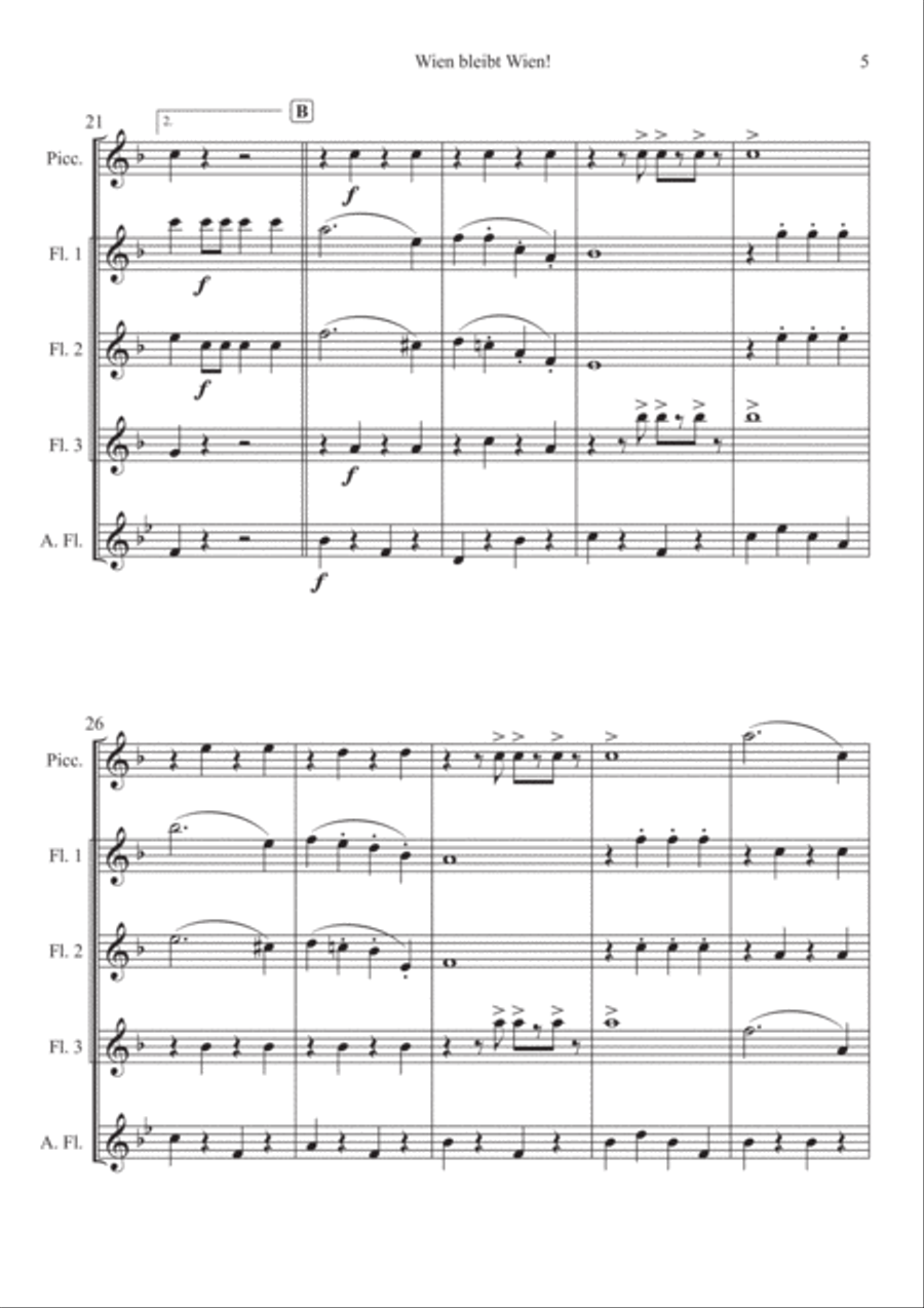 Wien Bleibt Wien! March for Flute Quintet Small Ensemble scores gallery preview page 5