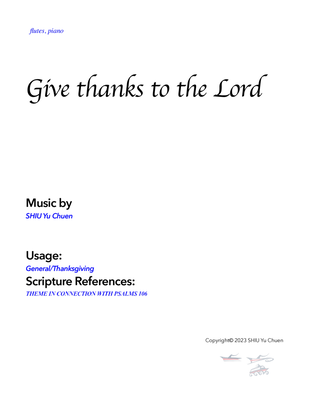 Give thanks to the Lord - Score Only