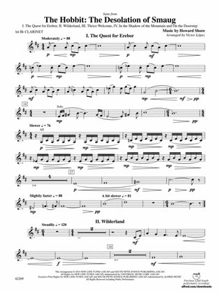 The Hobbit: The Desolation of Smaug, Suite from: 1st B-flat Clarinet