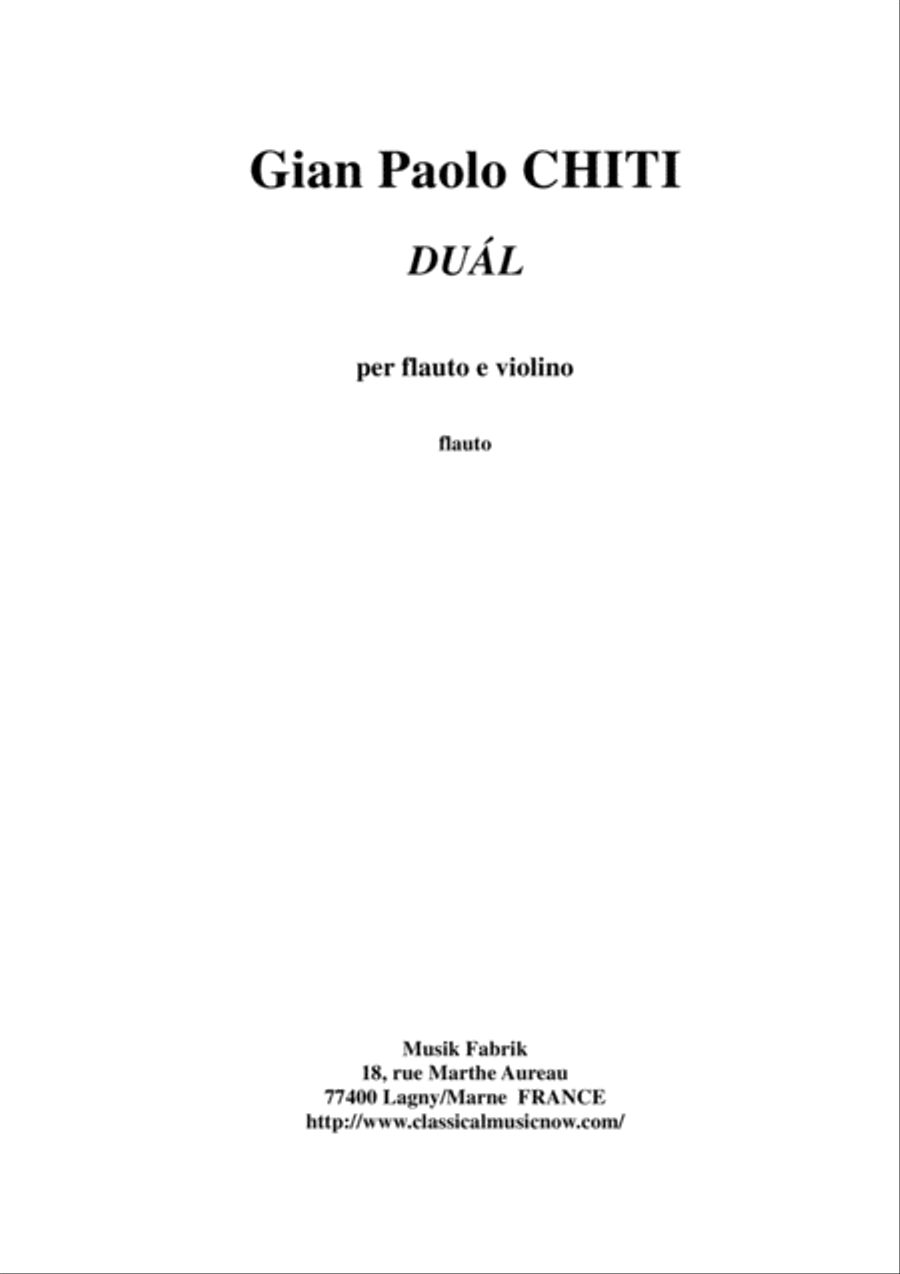 Gian Paolo Chiti: Dual for flute and violin Flute scores gallery preview page 5