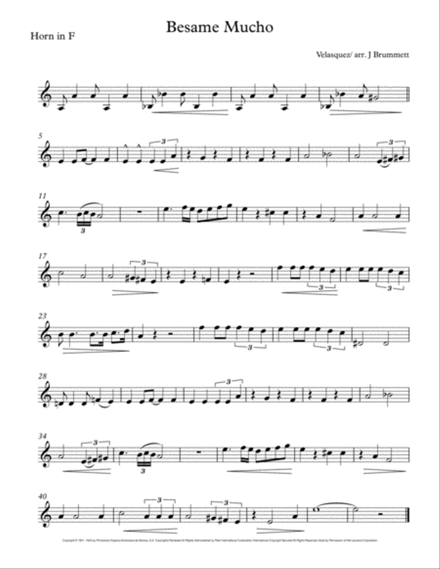 Besame Mucho (Kiss Me Much) Brass Ensemble scores gallery preview page 2