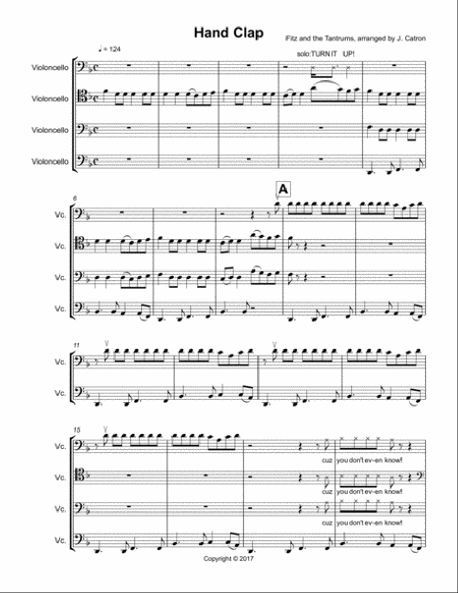 Handclap Cello scores gallery preview page 1