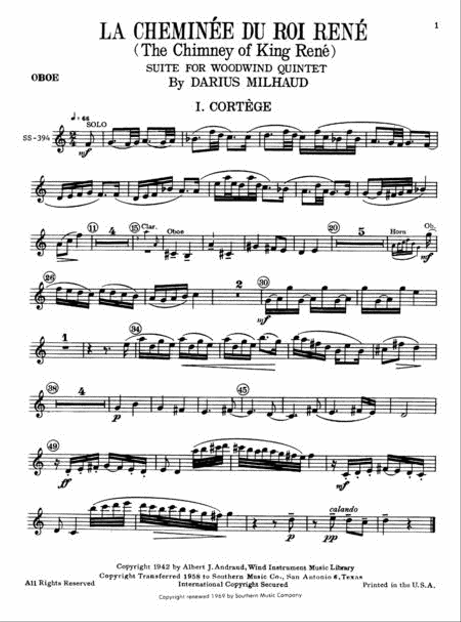Chimney of King Rene (La Cheminee Du Roi Rene) Woodwind Quintet scores gallery preview page 4