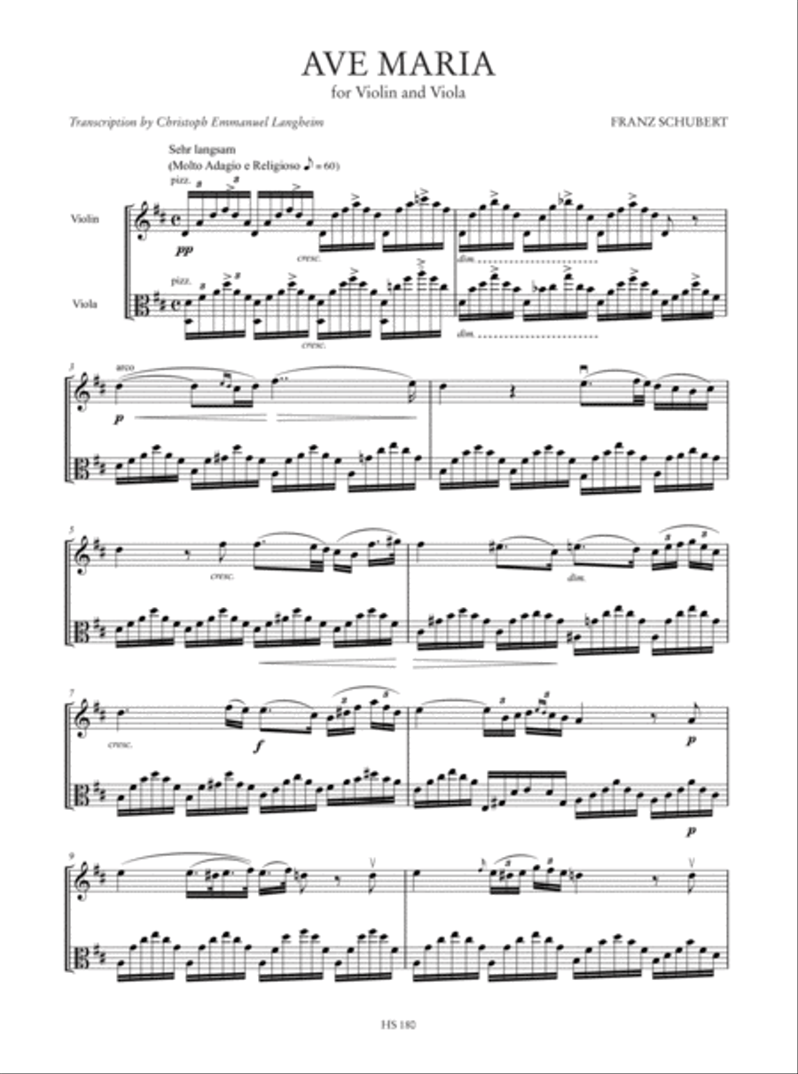 Ave Maria Op. 52 No. 6 (D 839) for Violin and Viola Viola scores gallery preview page 2