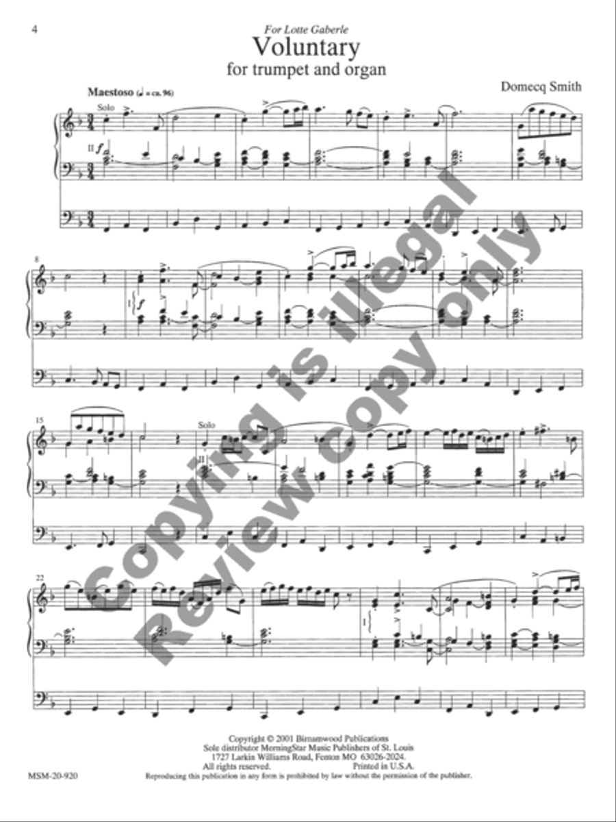 Voluntary for Trumpet and Organ B-Flat Trumpet scores gallery preview page 5