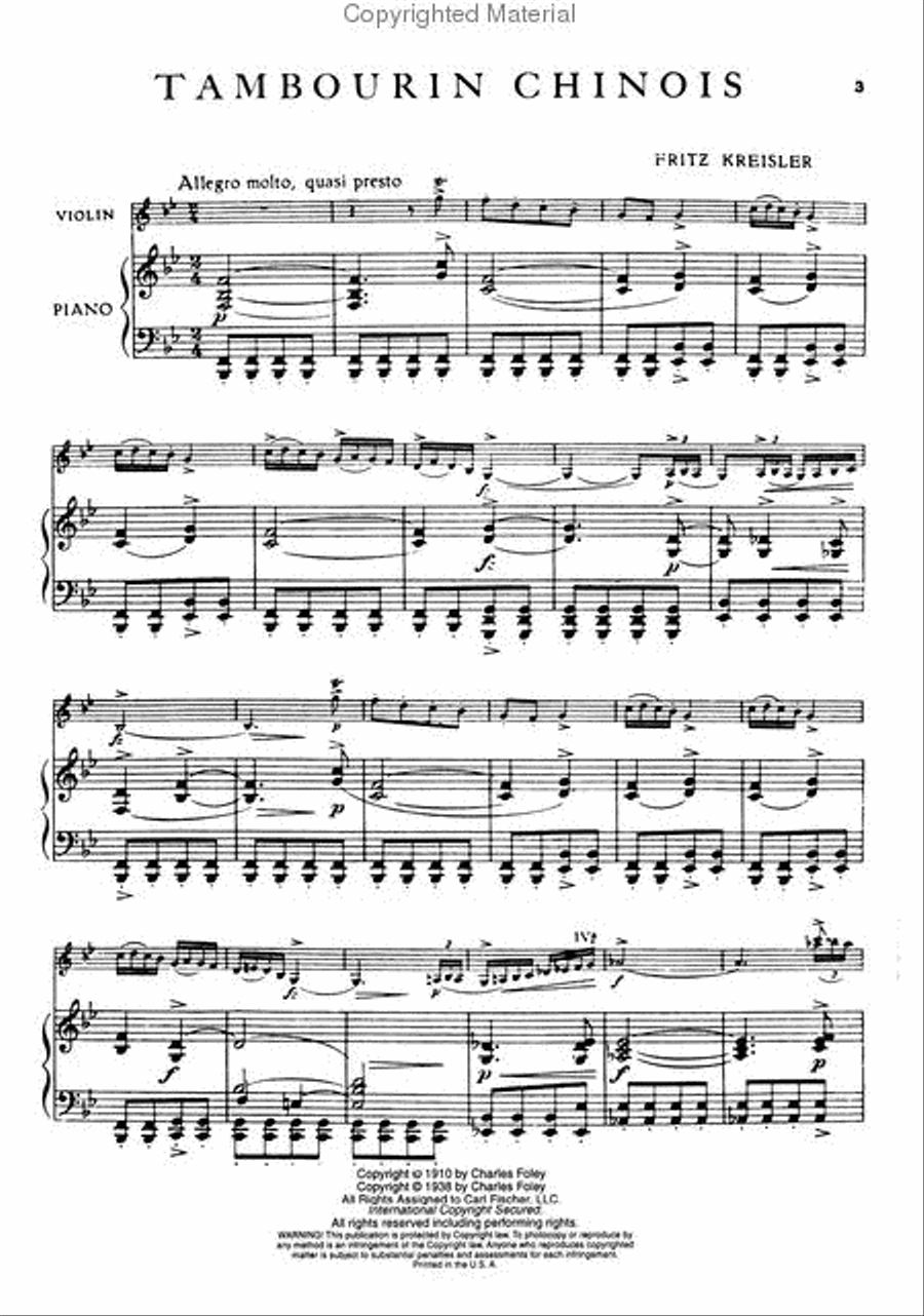 Tambourin Chinois Violin Solo scores gallery preview page 2