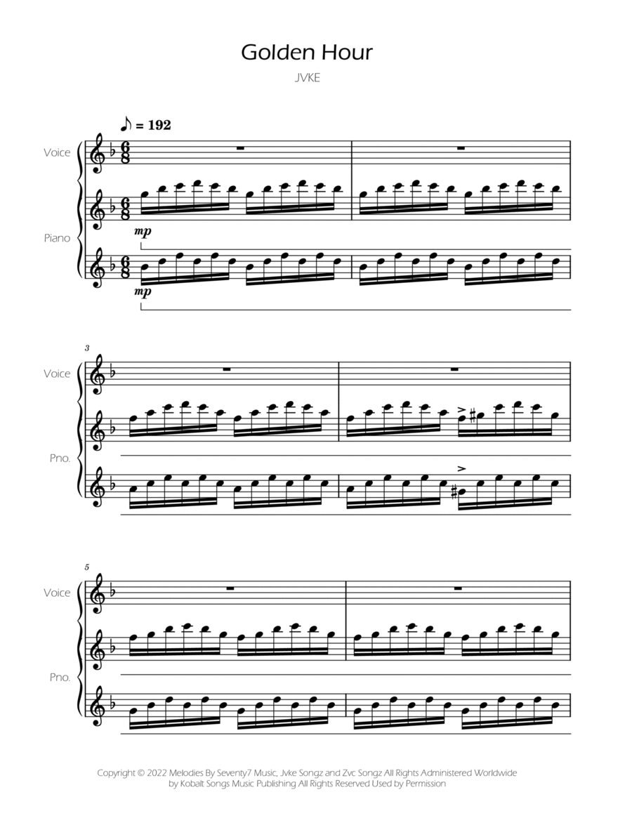 Golden Hour Golden Hour Voice scores gallery preview page 1