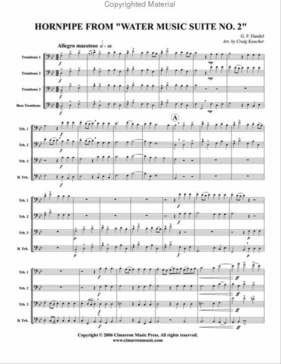 Hornpipe, from Water Music Suite No. 2 Trombone scores gallery preview page 2