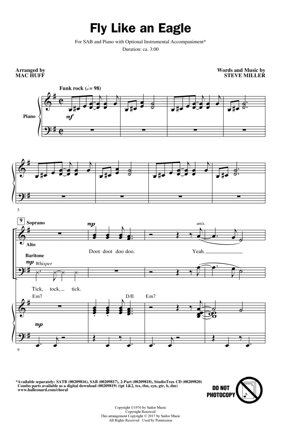 Fly Like An Eagle (arr. Mac Huff) 3-Part scores gallery preview page 1