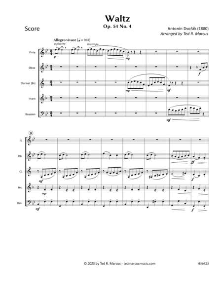 Waltz Op. 54 No. 4 for Woodwind Quintet image number null