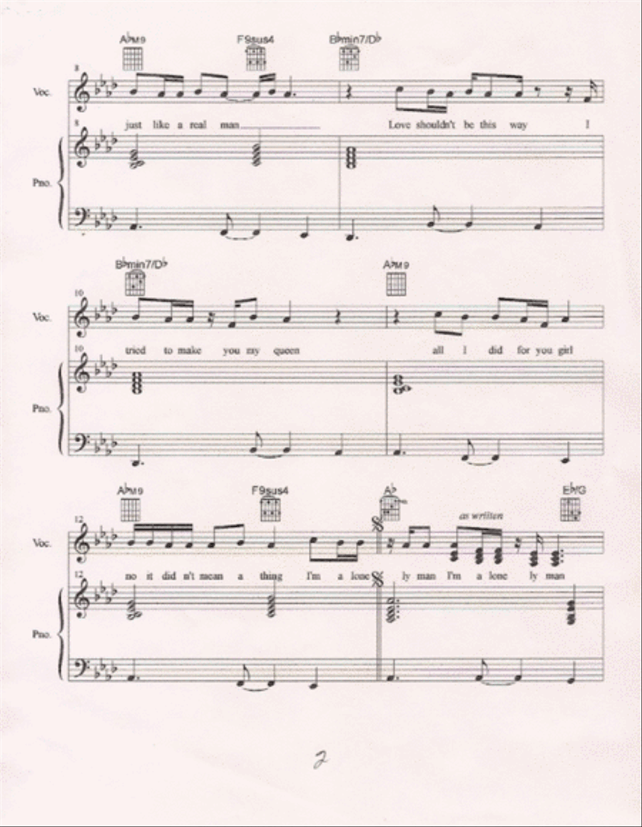 Lonely Man Piano, Vocal, Guitar scores gallery preview page 2