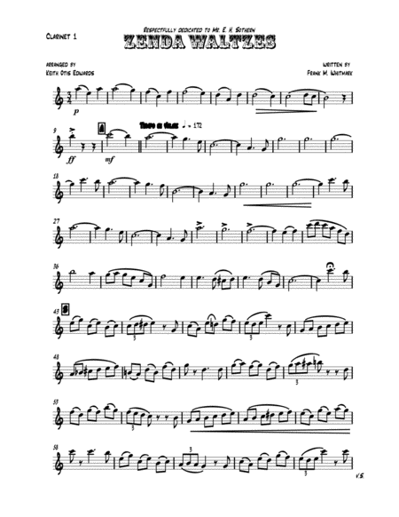 Zenda Waltzes (for four clarinets) image number null
