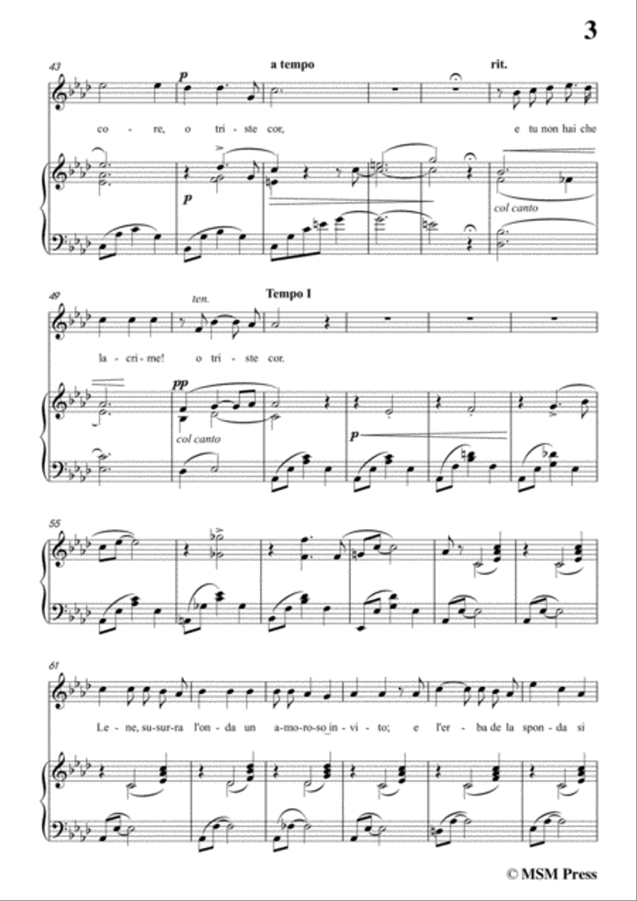 Tosti-O dolce sera! in A flat Major,for Voice and Piano Voice Solo scores gallery preview page 5