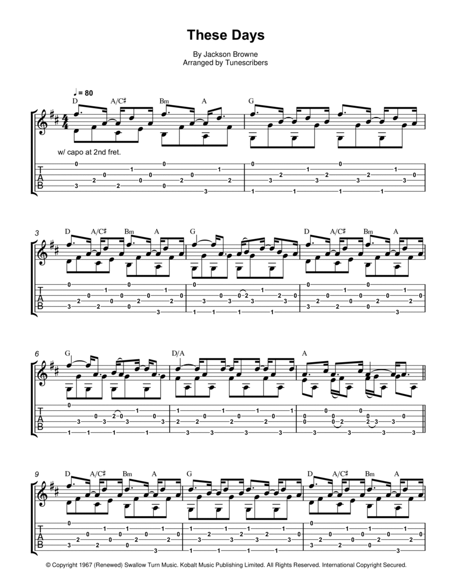 These Days These Days Guitar Solo scores gallery preview page 1