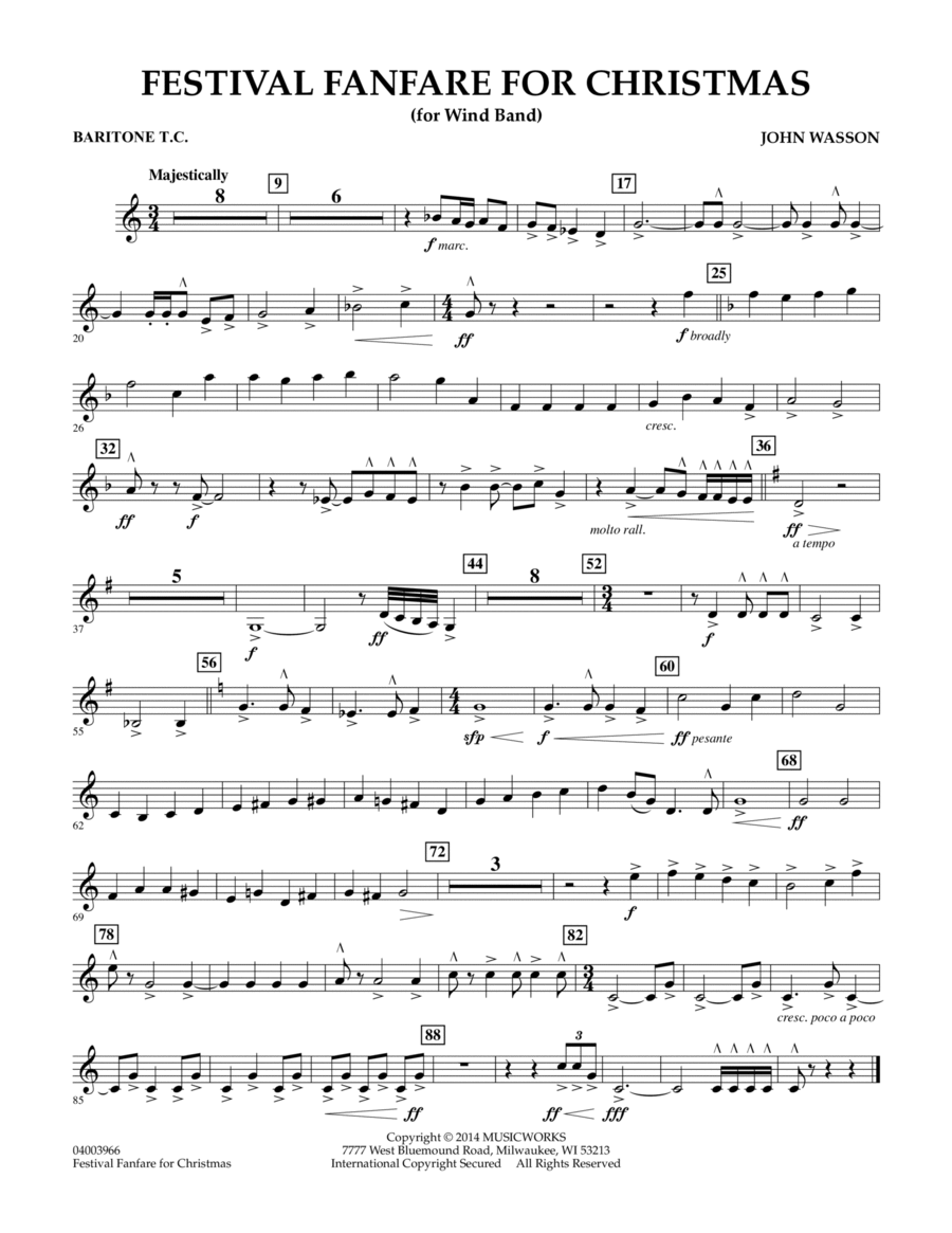 Festival Fanfare for Christmas (for Wind Band) - Baritone T.C. Concert Band scores gallery preview page 1