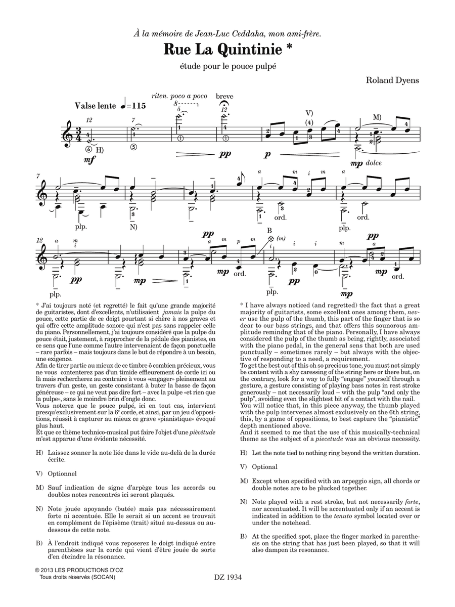 Les 100 de Roland Dyens - Rue La Quintinie by Roland Dyens Classical Guitar - Digital Sheet Music page 2