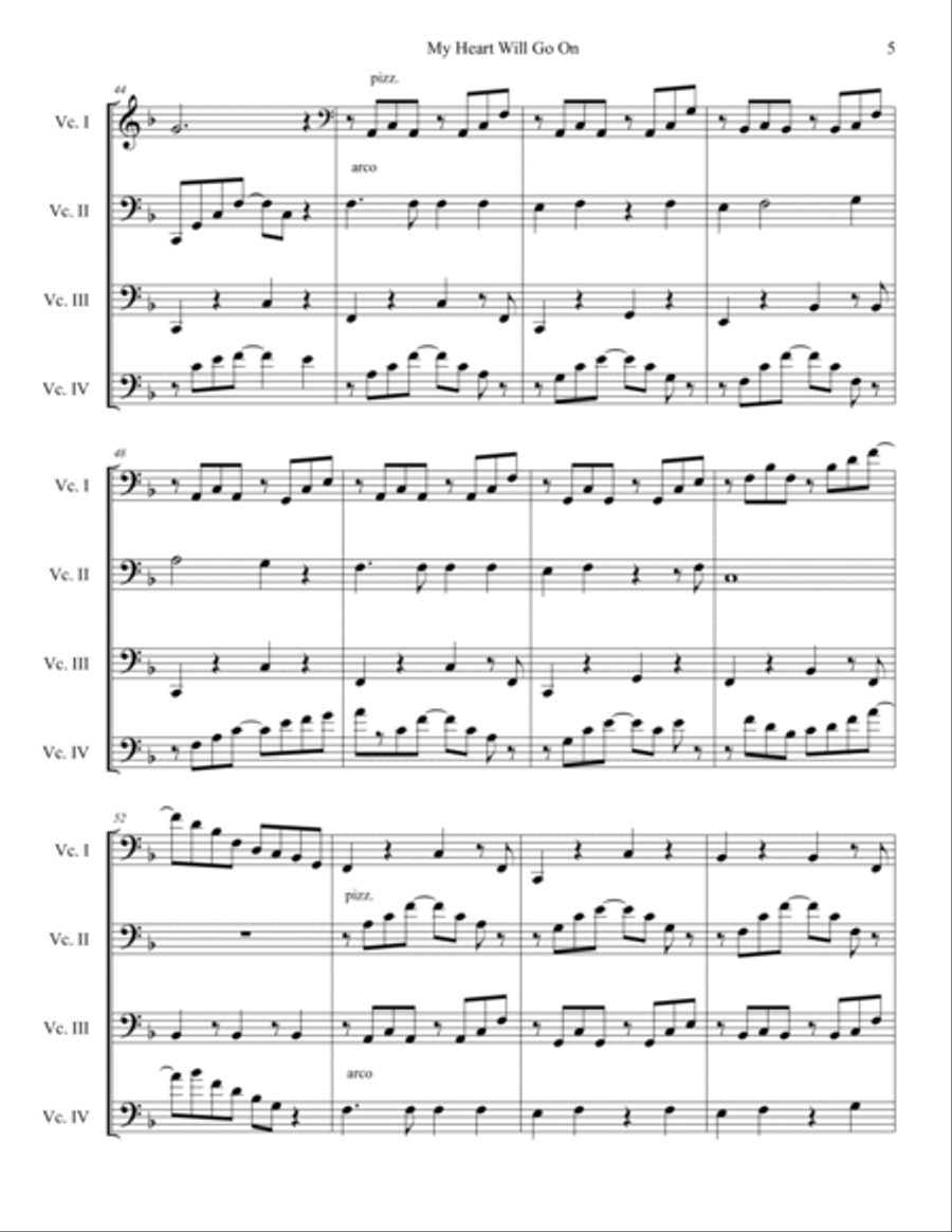 My Heart Will Go On (love Theme From 'titanic') String Quartet scores gallery preview page 5