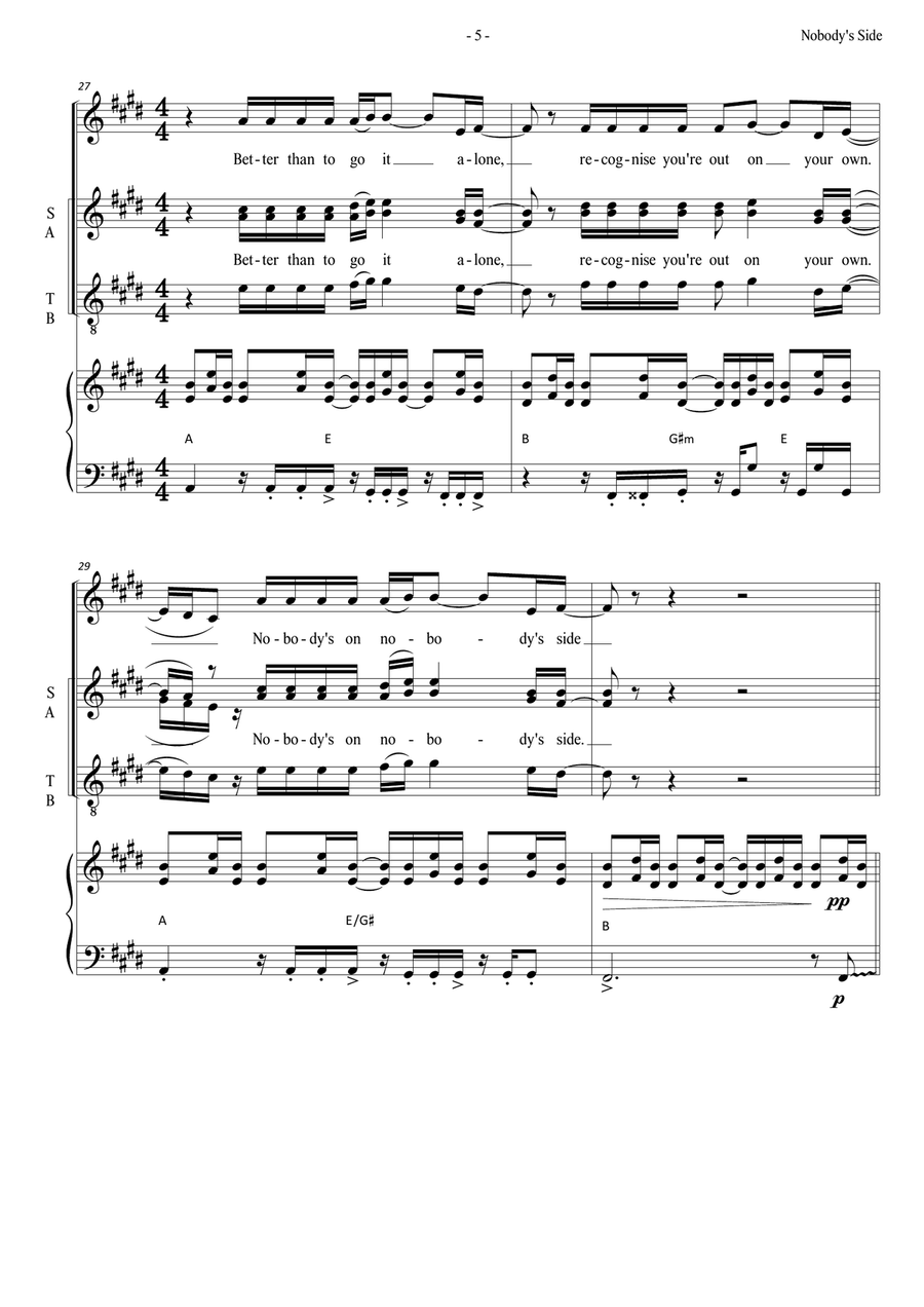Nobody's Side (andersson/rice/ul Piano, Vocal scores gallery preview page 5