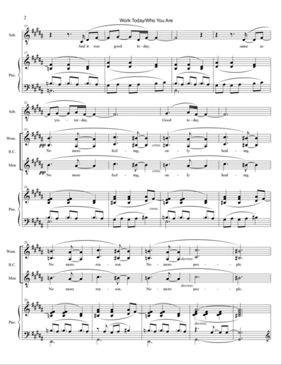 Work Today/Who You Are Piano, Vocal, Guitar scores gallery preview page 2