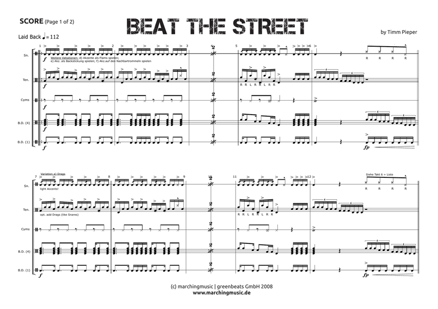 BEAT THE STREET (Cadence / Exercise / Warm Up) Marching Band scores gallery preview page 2