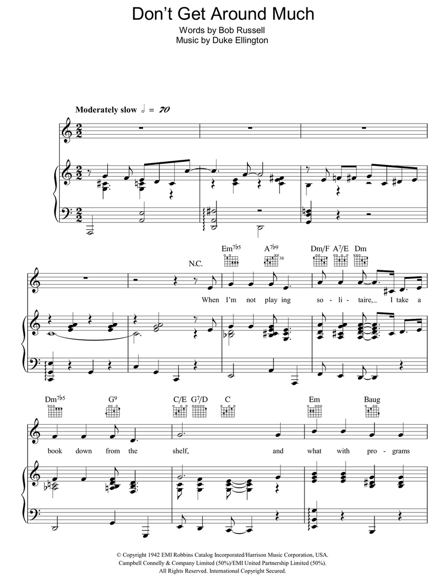 Don't Get Around Much Anymore Piano, Vocal, Guitar scores gallery preview page 1