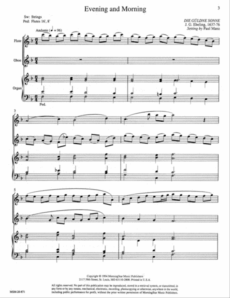 Three Hymns for Flute, Oboe and Organ Flute scores gallery preview page 3