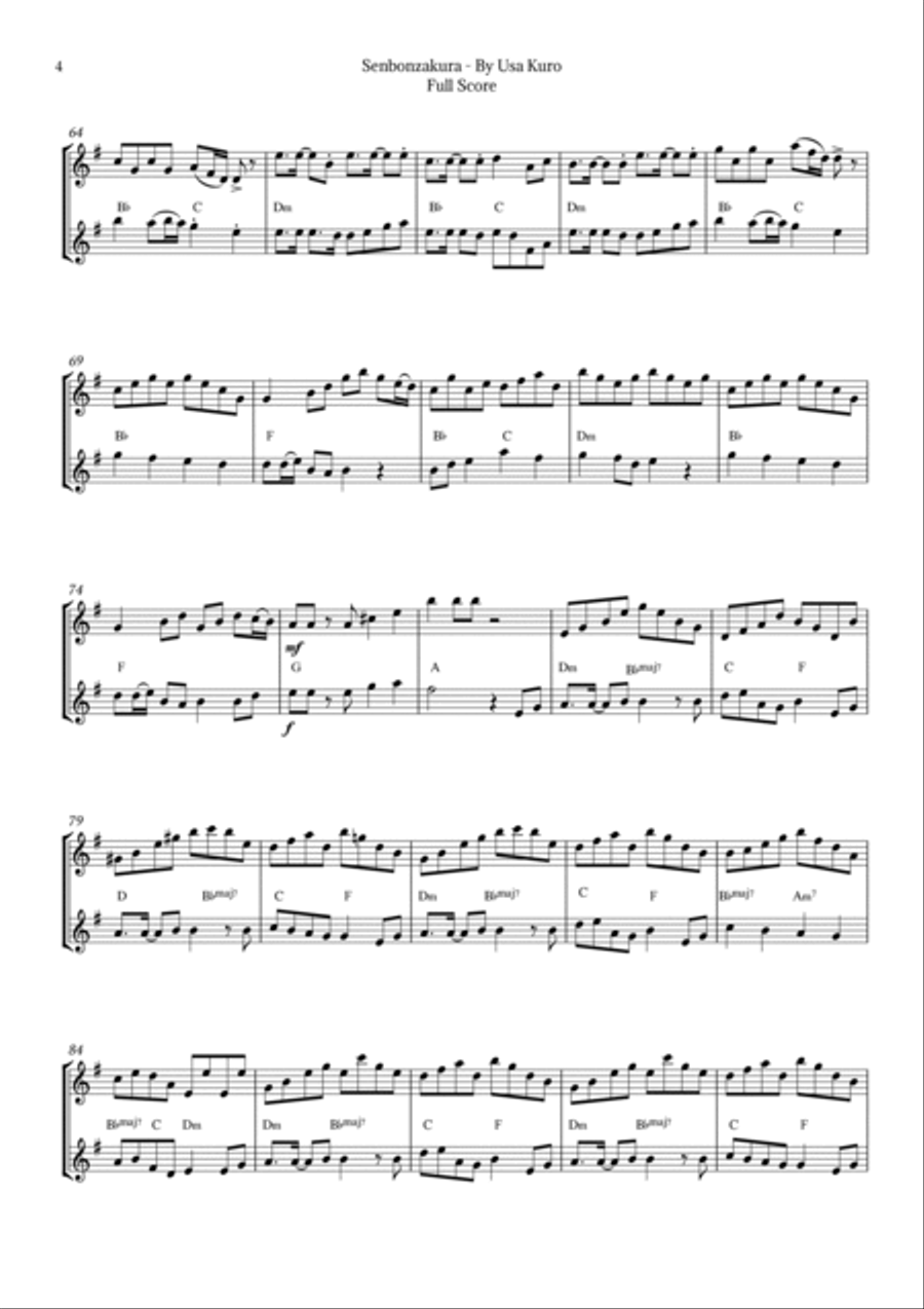 Senbonzakura Trumpet Duet scores gallery preview page 4