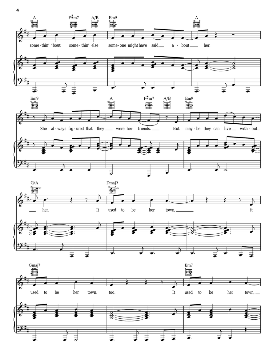Her Town Too Piano, Vocal, Guitar scores gallery preview page 4