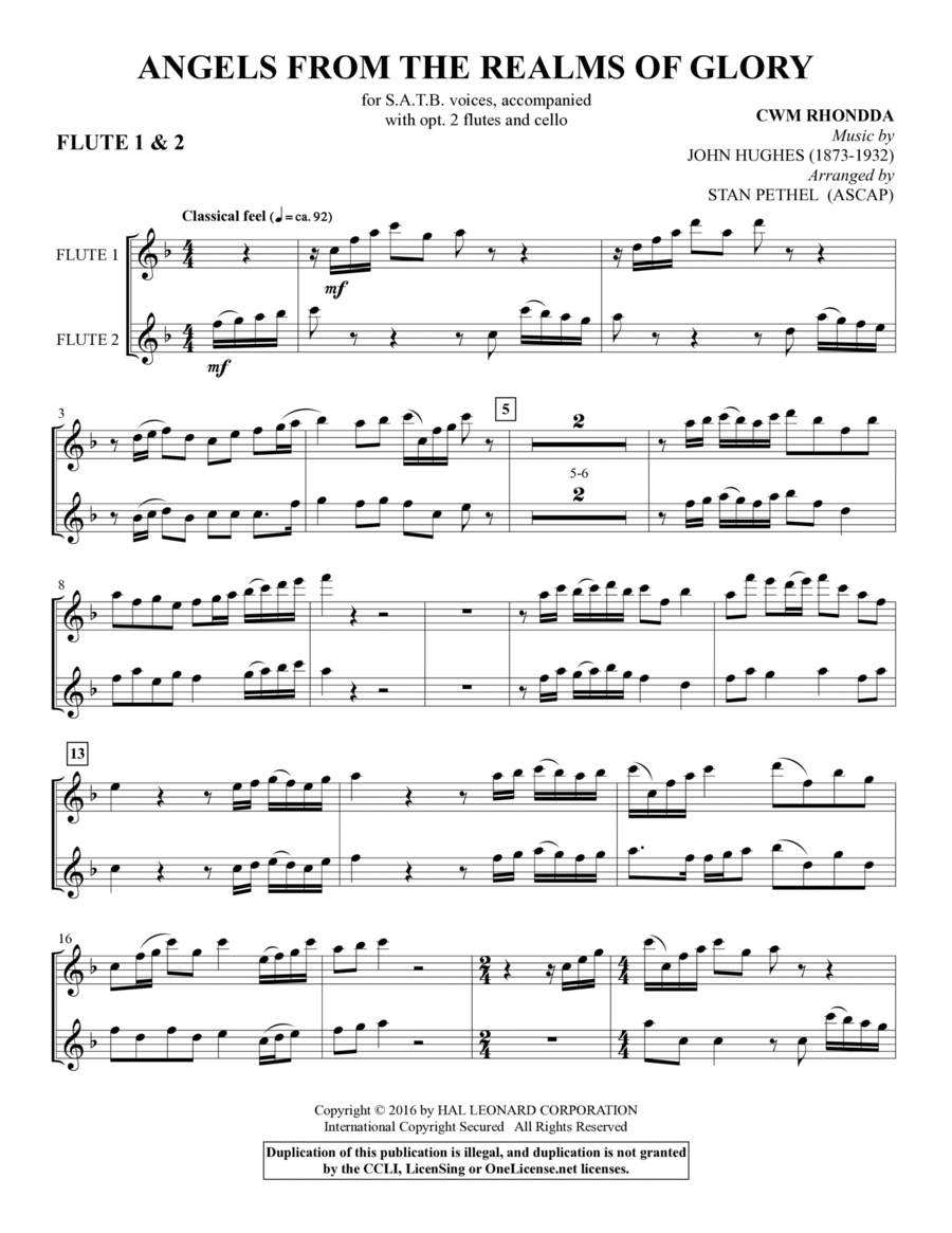 Angels from the Realms of Glory - Flute 1 & 2 Choir scores gallery preview page 1