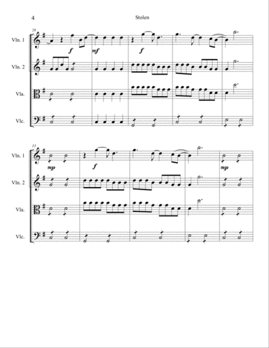 Stolen String Quartet scores gallery preview page 4