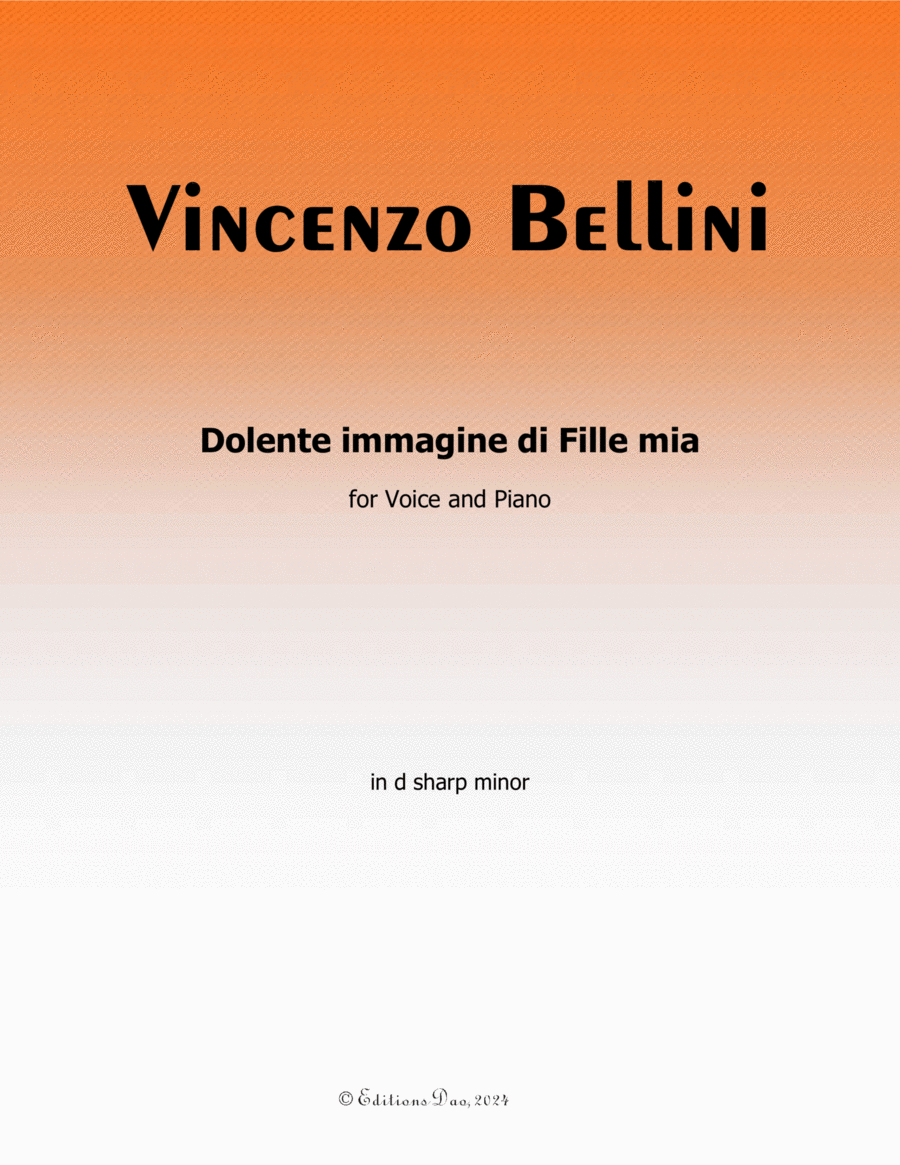 Dolente immagine di Fille mia, by Vincenzo Bellini, in d sharp minor Voice scores gallery preview page 1