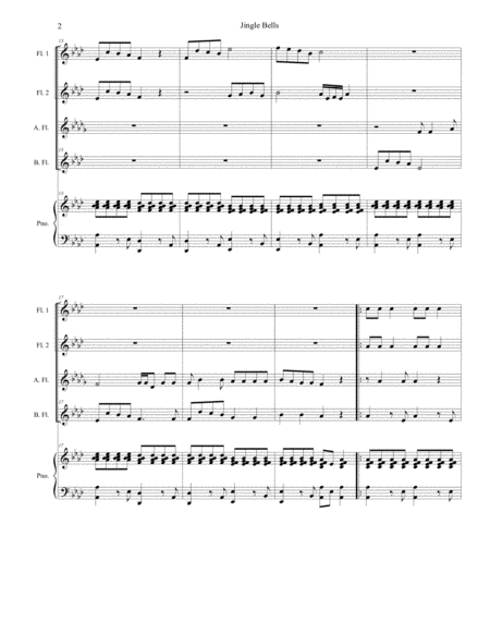 Jingle Bells (with "Deck The Halls") (for Flute Choir and Piano) image number null