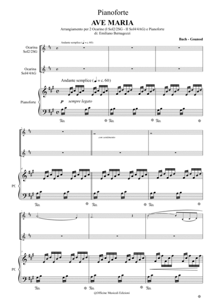 Ave Maria Bach - Gounod per 1 o 2 ocarine e pianoforte image number null
