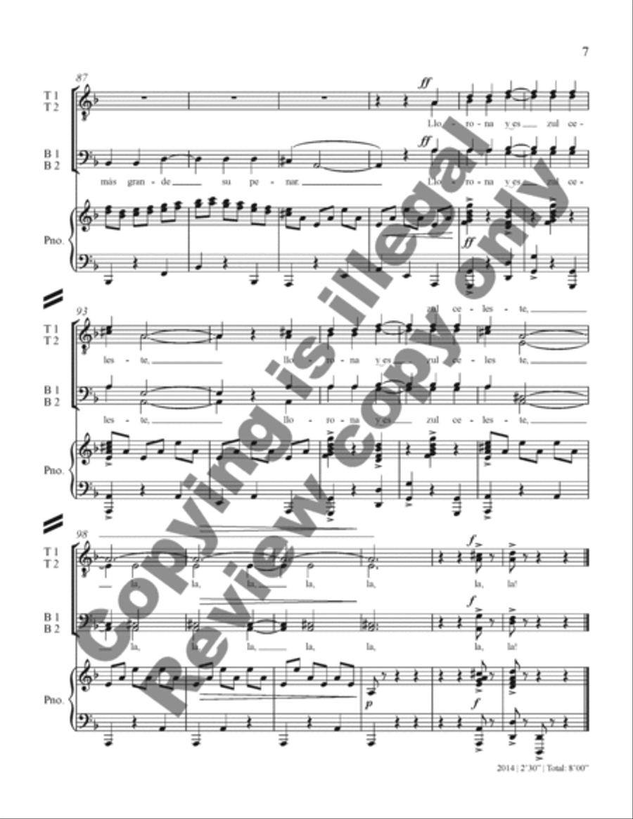 Three Mexican Folk Songs: 3. La Llorona TTBB scores gallery preview page 13