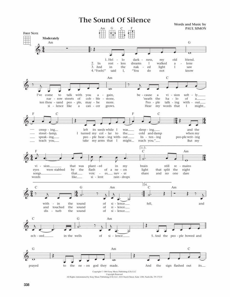 The Sound Of Silence (from The Daily Ukulele) (arr. Jim Beloff) Ukulele scores gallery preview page 1