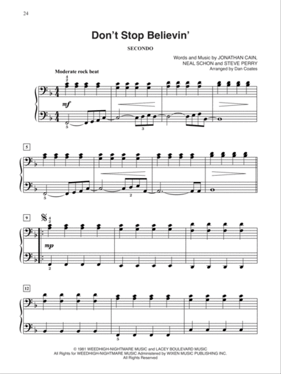 Dan Coates Popular Piano Library -- Duets of Pop & Rock Small Ensemble scores gallery preview page 3