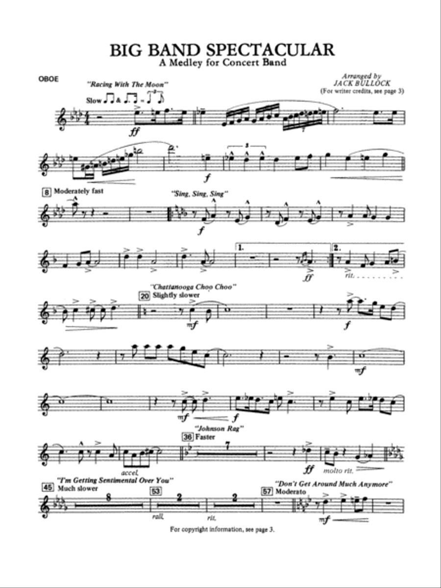 Big Band Spectacular: Oboe Concert Band scores gallery preview page 1