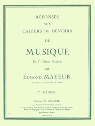 Book cover for Reponses aux devoirs du No. 1