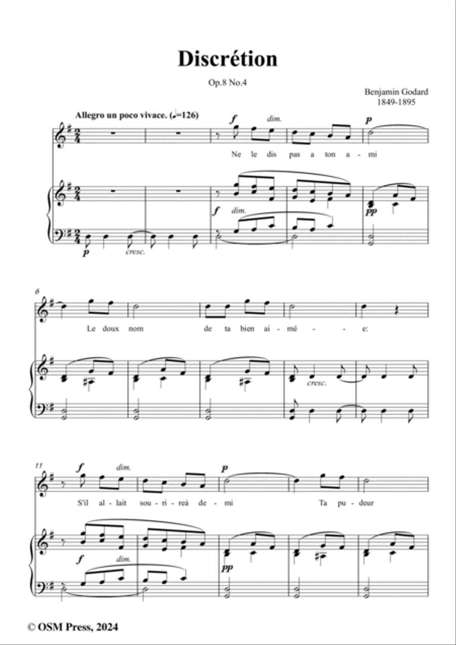 B. Godard-Discrétion,in G Major,Op.8 No.4 Voice scores gallery preview page 2