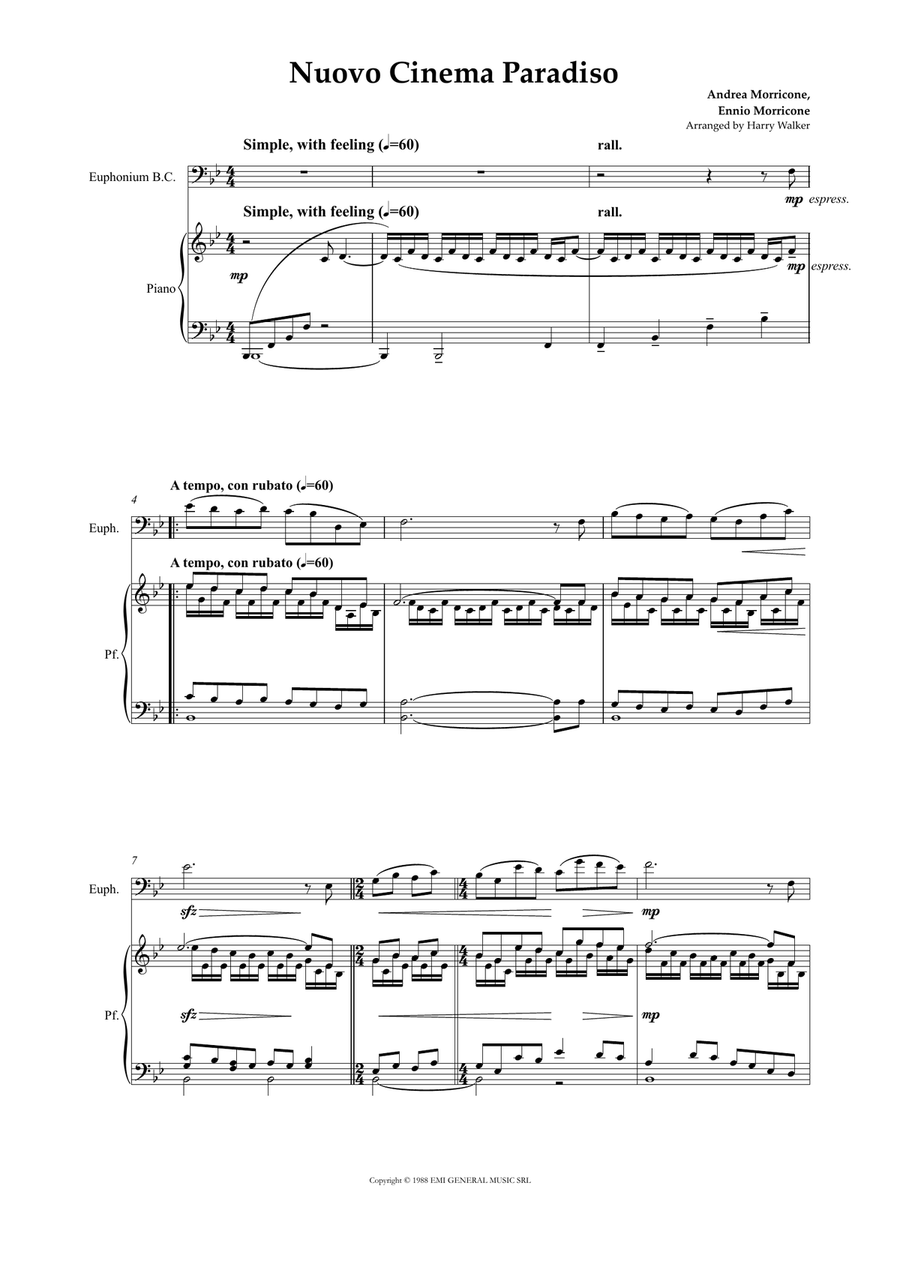 Nuovo Cinema Paradiso Baritone Horn BC scores gallery preview page 3