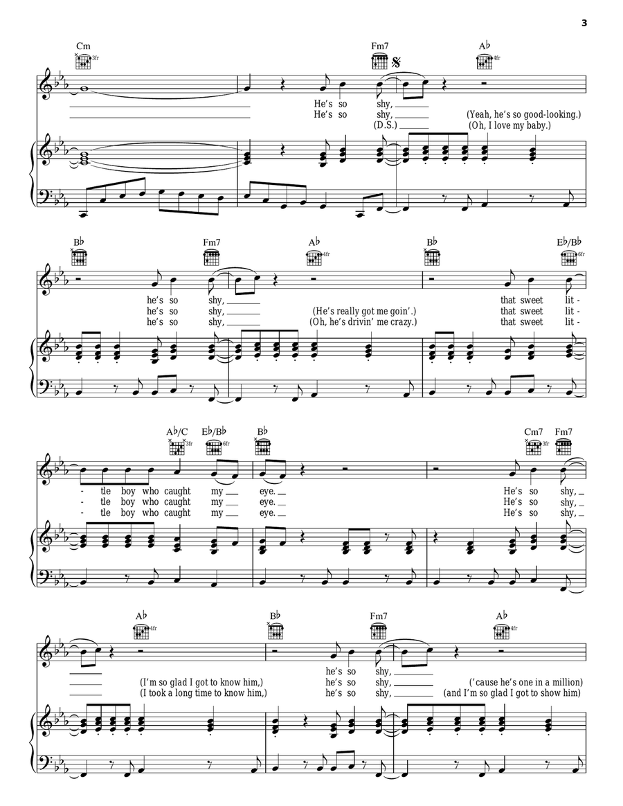 He's So Shy Piano, Vocal, Guitar scores gallery preview page 3